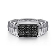 Men's Sterling Silver Black Spinel Signet-Style Ring